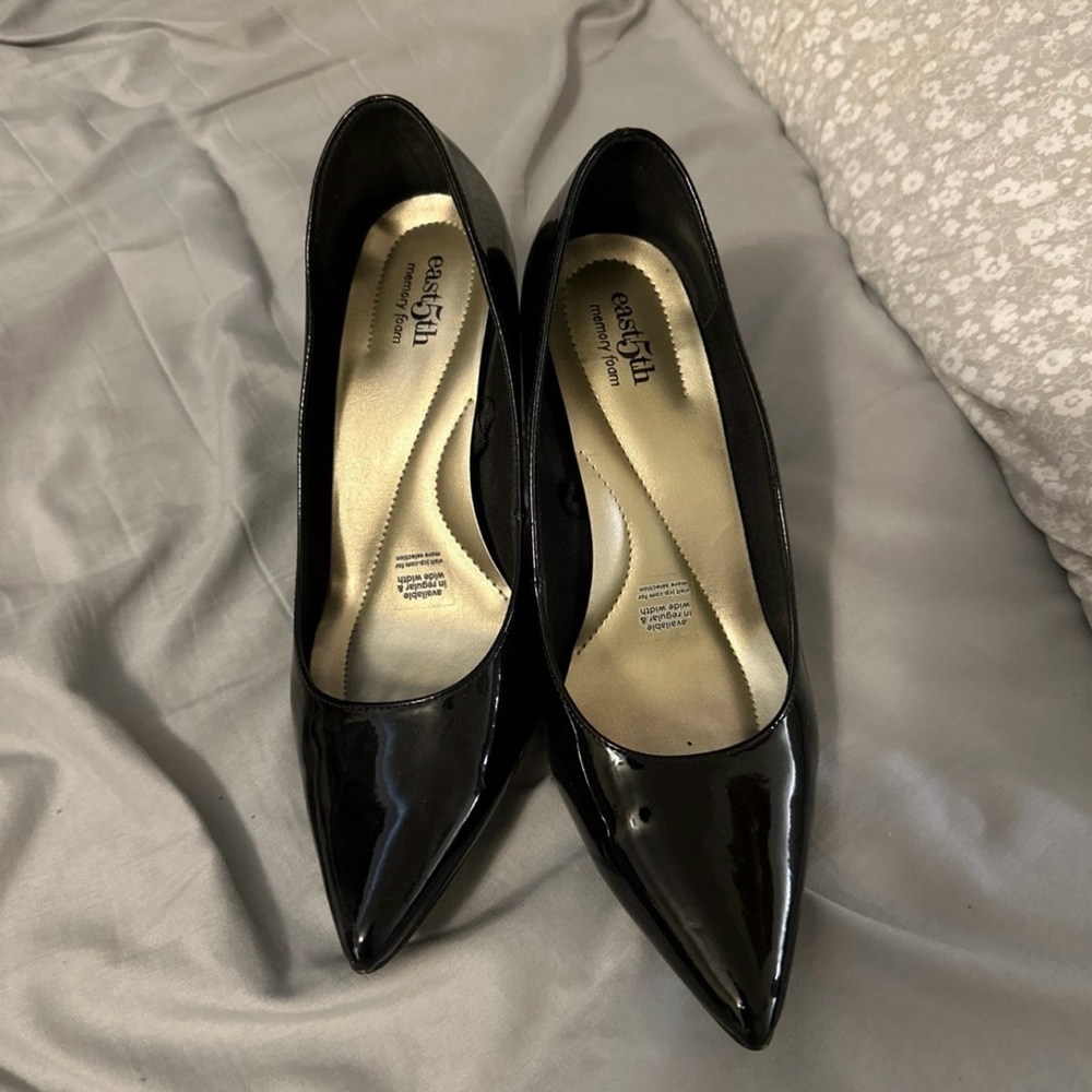 Patten Leather Black Heels